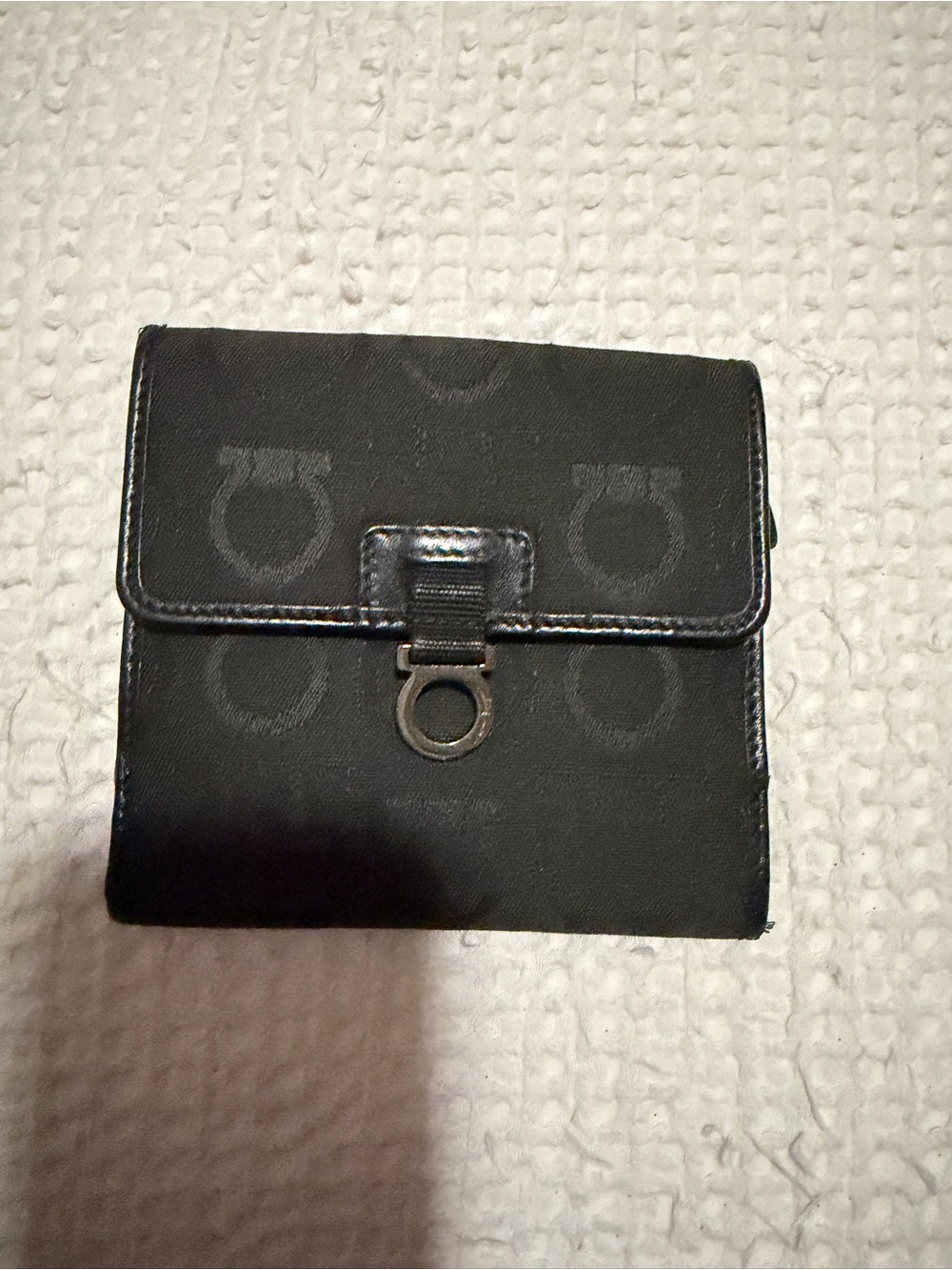 Salvatore Ferragamo Black Gancini Logo Small Wallet